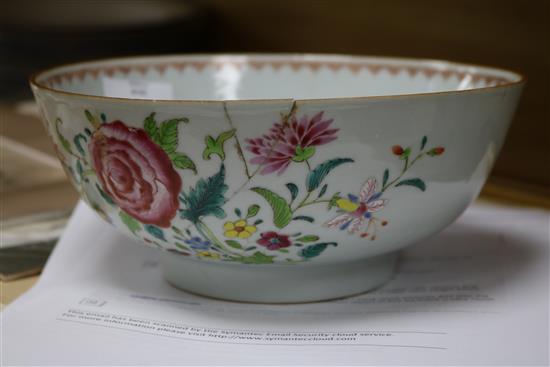 A collection of Chinese 18th century and later bowls and a vase vase height 42cm